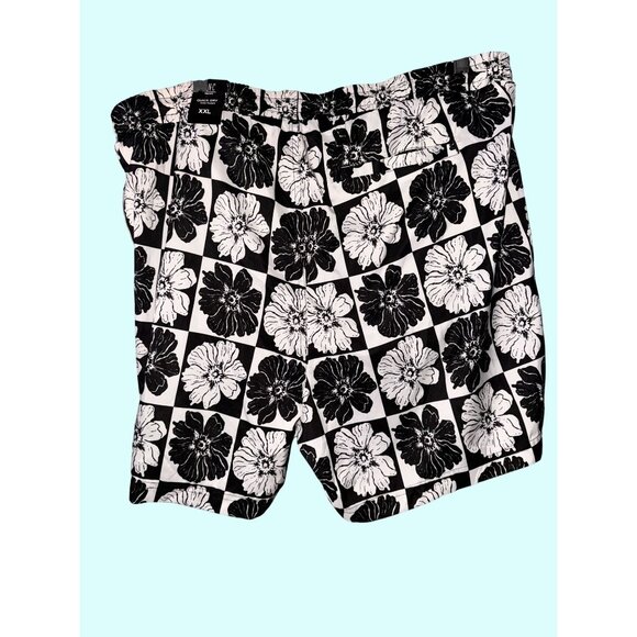 NWT Mens INC Floral Black & White Swim Trunks XXL Elastic Waist - Picture 4 of 4